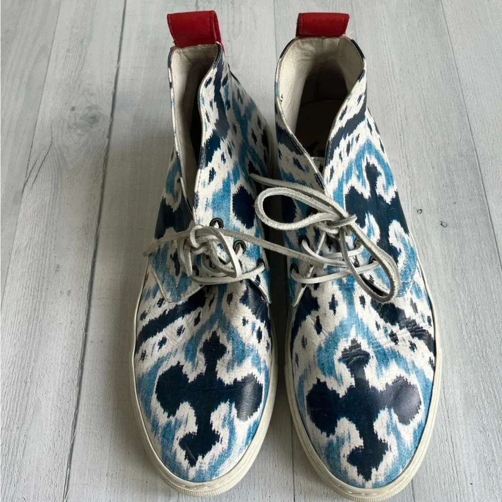 RARE Del Toro Blue Printed Leather Chukka Sneakers Size 11